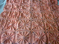 crocheted blanket, afghan; Malabrgo Merino Worsted yarn color apricot