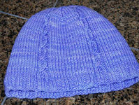 handknit hat, cap; Malabrigo Merino Worsted Yarn, color 192 periwinkle