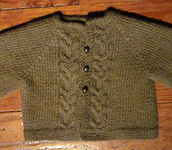 Hoot Baby Cardigan free knitting pattern; Malabrigo Worsted Yarn, color 511 praline