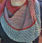 Hand-knit striped scarf/shawl with Malabrigo Merino Sock Yarn color botticelli red
