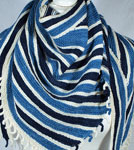 Hand knit striped fringed scarf/shawl knit with Malabrigo sock yarn cote d azure