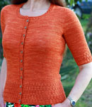 Malabrigo Sock Yarn color terracotta knit cardigan
